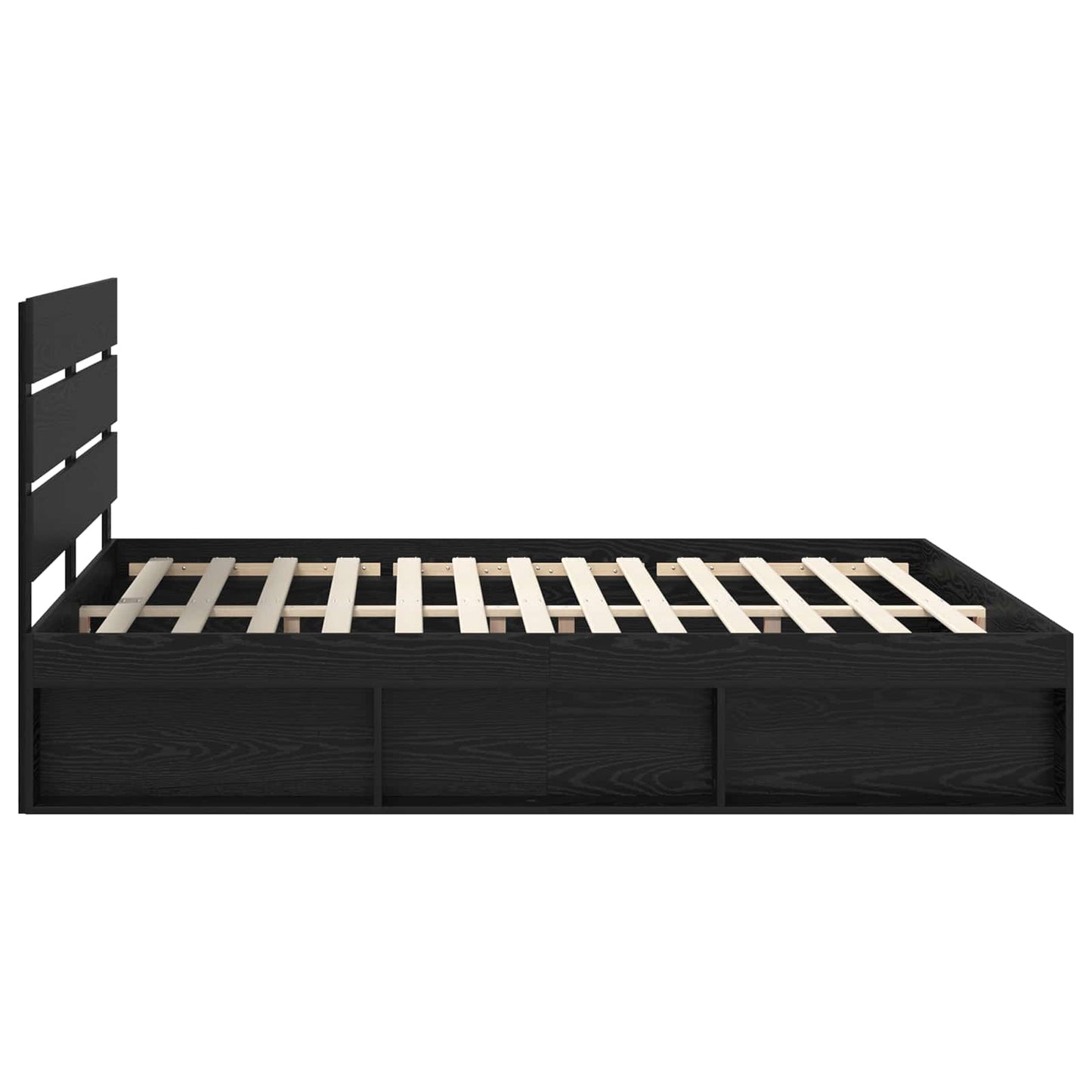 vidaXL Bed Frame with Headboard Black 200 x 200 cm Solid Pine Wood