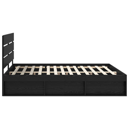 vidaXL Bed Frame with Headboard Black 200 x 200 cm Solid Pine Wood