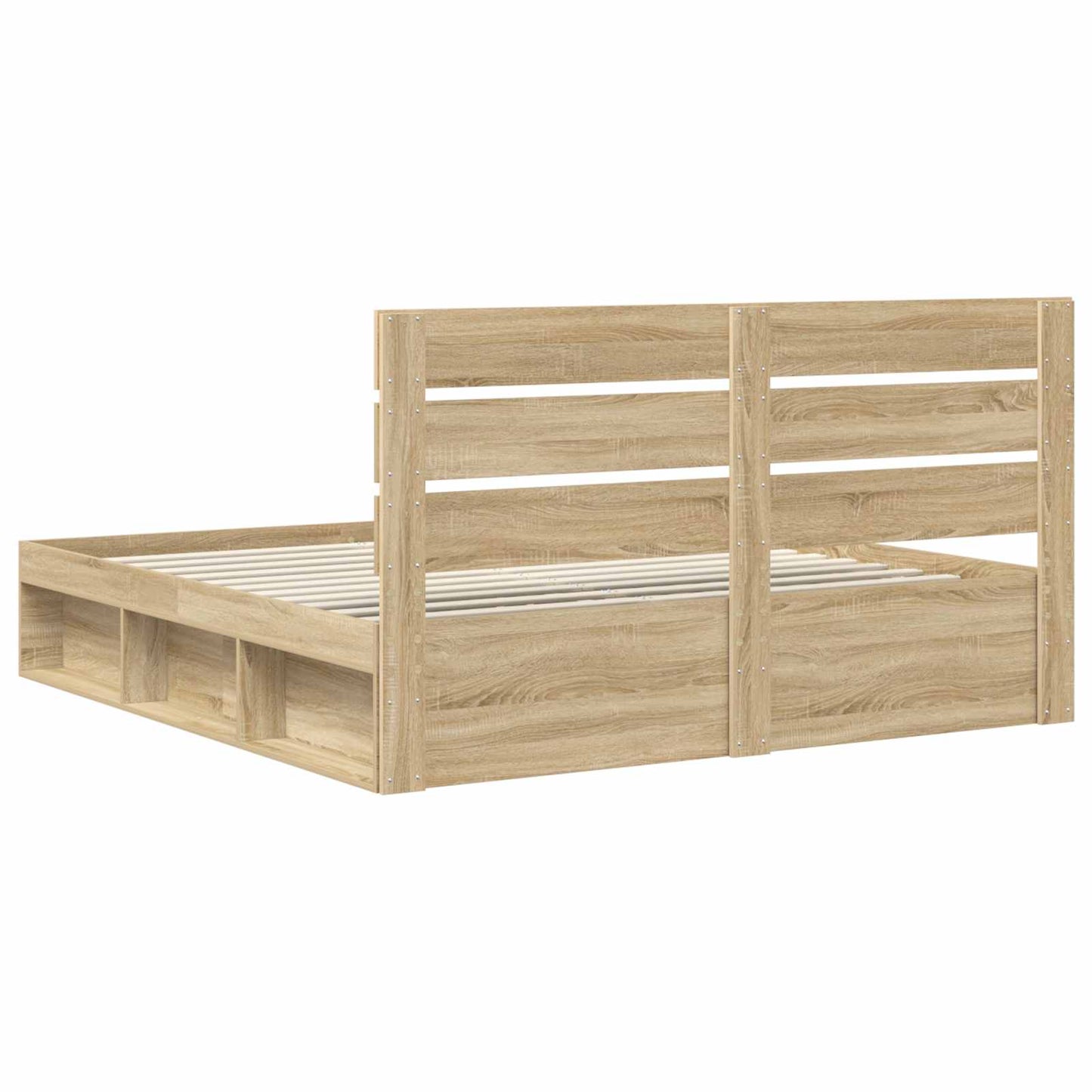 vidaXL Bed Frame with Headboard Sonoma 200 x 200 cm Solid Pine Wood