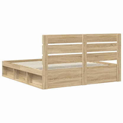 vidaXL Bed Frame with Headboard Sonoma 200 x 200 cm Solid Pine Wood