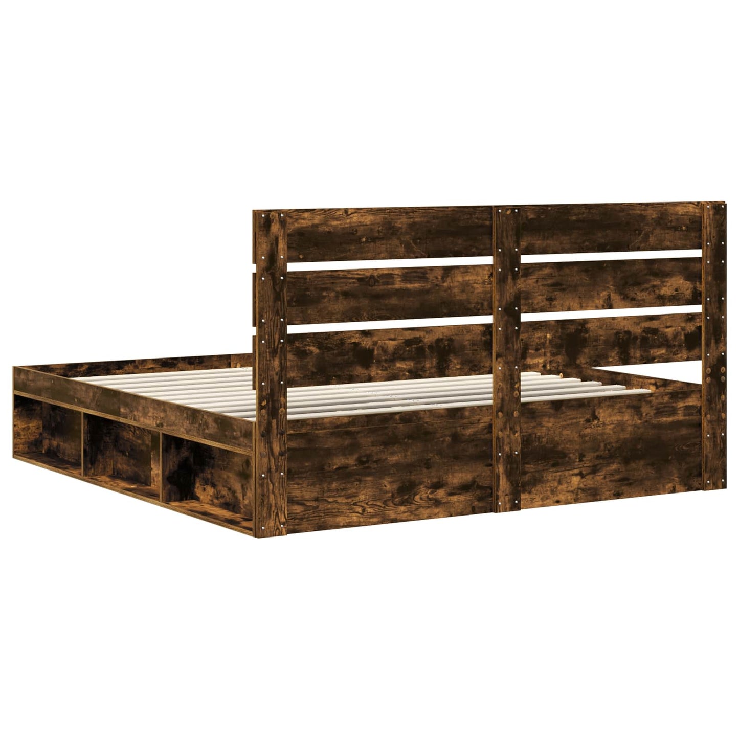 vidaXL Bed Frame Smoked Oak 180 x 200 cm Solid Pine Wood