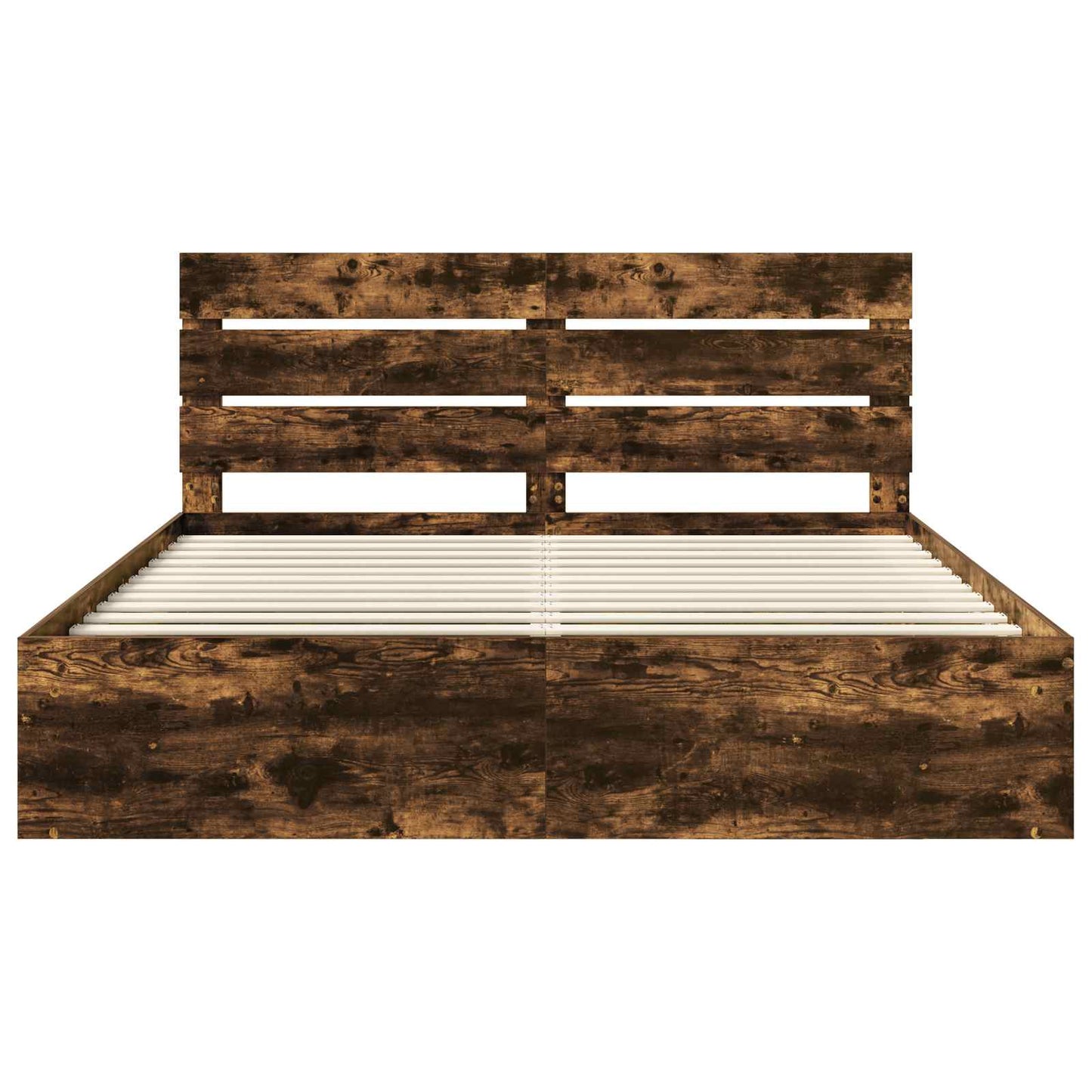vidaXL Bed Frame Smoked Oak 180 x 200 cm Solid Pine Wood