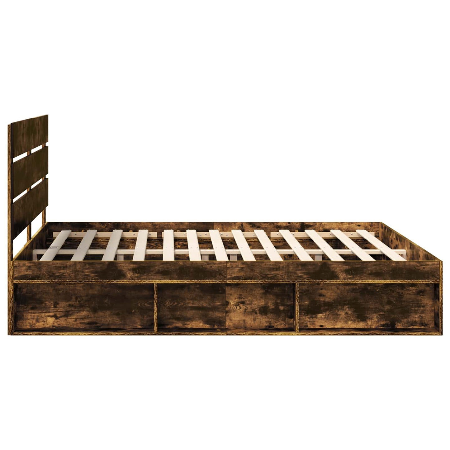 vidaXL Bed Frame Smoked Oak 180 x 200 cm Solid Pine Wood