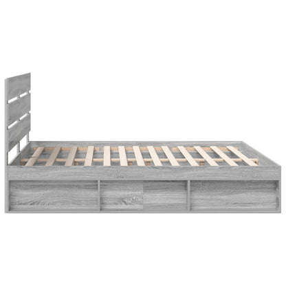 vidaXL Bed Frame Grey Sonoma 180 x 200 cm Solid Pine Wood