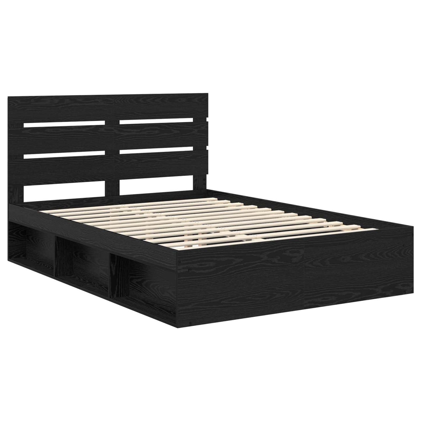 vidaXL Bed Frame with Headboard Black 160 x 200 cm Solid Pine Wood