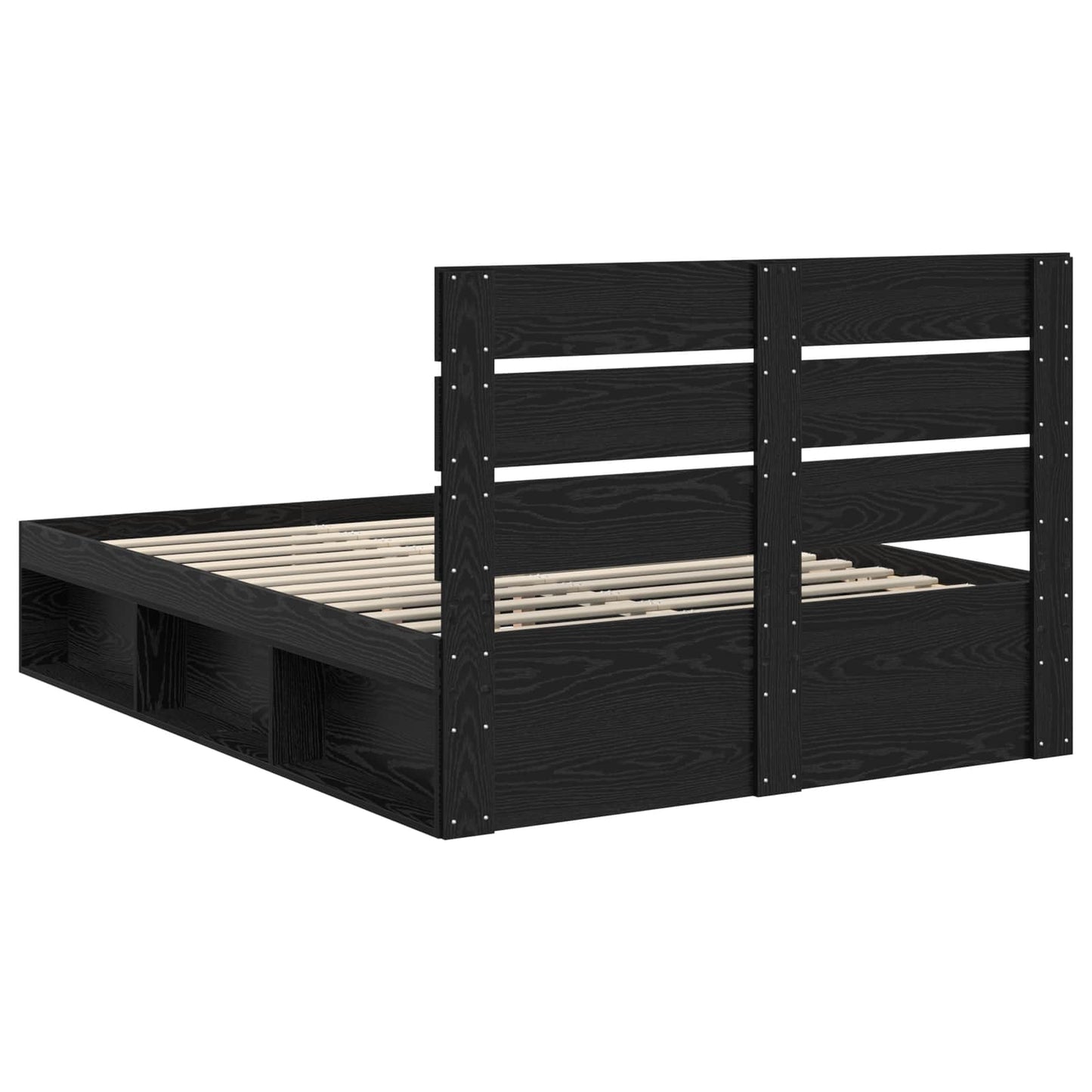 vidaXL Bed Frame with Headboard Black 160 x 200 cm Solid Pine Wood