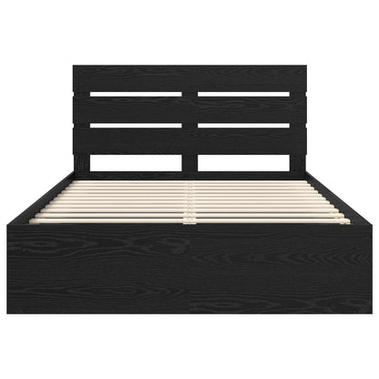 vidaXL Bed Frame with Headboard Black 160 x 200 cm Solid Pine Wood