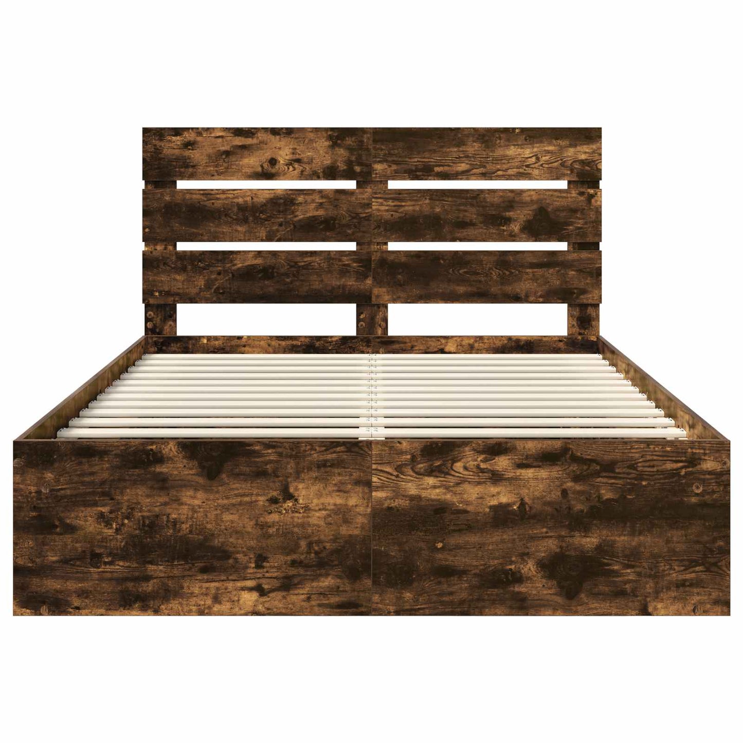 vidaXL Bed Frame Smoked Oak 160 x 200 cm Solid Pine Wood