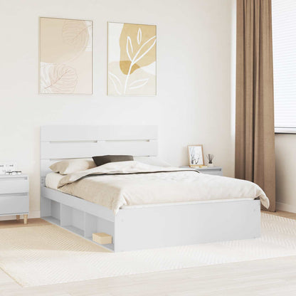 vidaXL Bed Frame with Headboard White 150 x 200 cm Solid Pine Wood