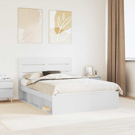 vidaXL Bed Frame with Headboard White 150 x 200 cm Solid Pine Wood