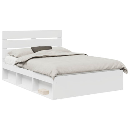 vidaXL Bed Frame with Headboard White 150 x 200 cm Solid Pine Wood