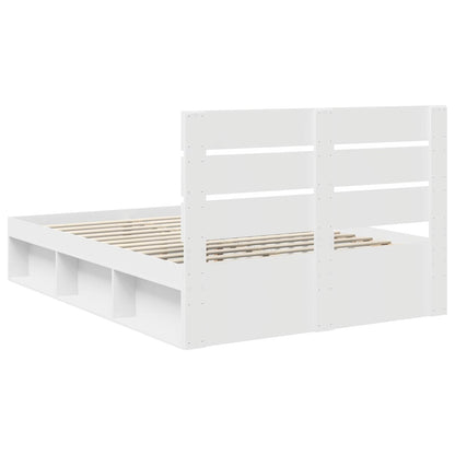 vidaXL Bed Frame with Headboard White 150 x 200 cm Solid Pine Wood