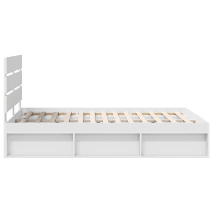 vidaXL Bed Frame with Headboard White 150 x 200 cm Solid Pine Wood