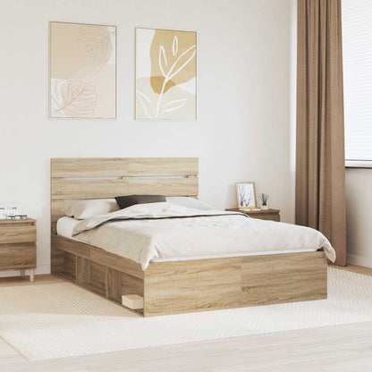 vidaXL Bed Frame Sonoma Oak 150 x 200 cm Solid Pine Wood
