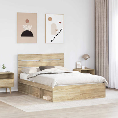vidaXL Bed Frame Sonoma Oak 150 x 200 cm Solid Pine Wood