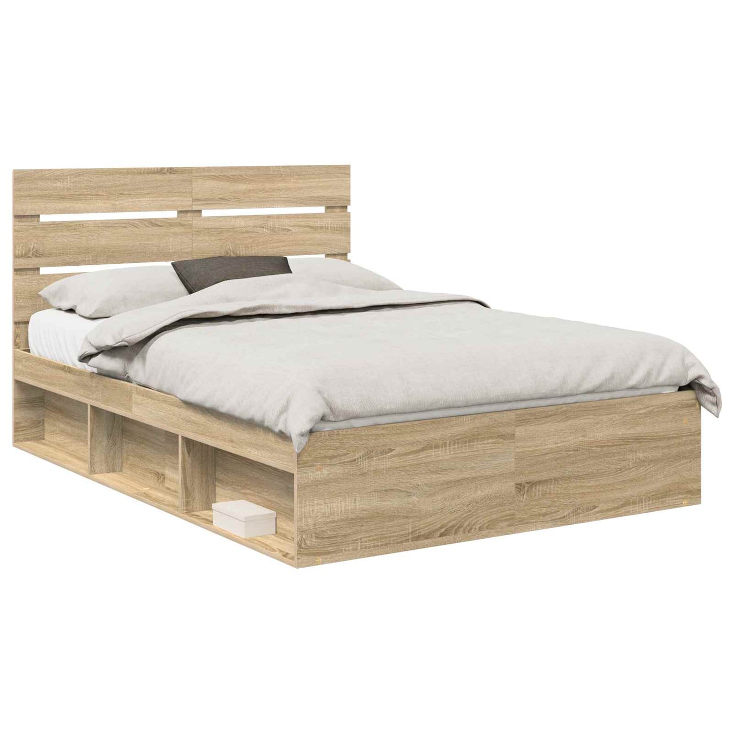 vidaXL Bed Frame Sonoma Oak 150 x 200 cm Solid Pine Wood