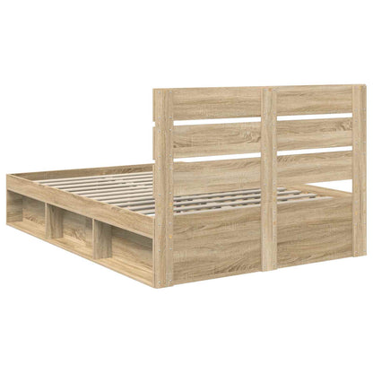 vidaXL Bed Frame Sonoma Oak 150 x 200 cm Solid Pine Wood