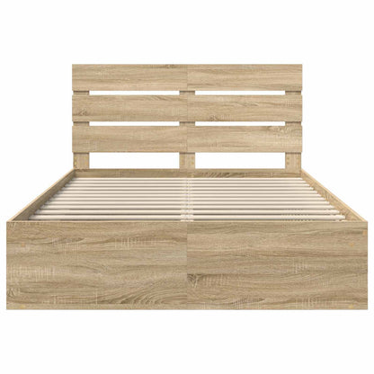 vidaXL Bed Frame Sonoma Oak 150 x 200 cm Solid Pine Wood