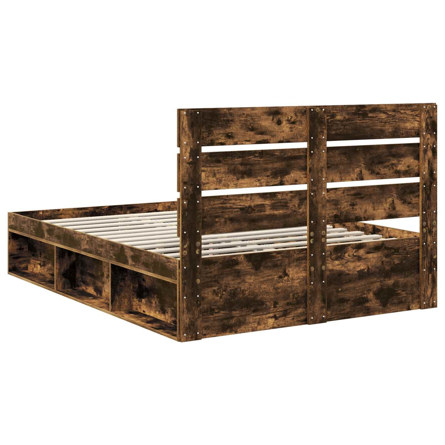 vidaXL Bed Frame Smoked Oak 150 x 200 cm Solid Pine Wood