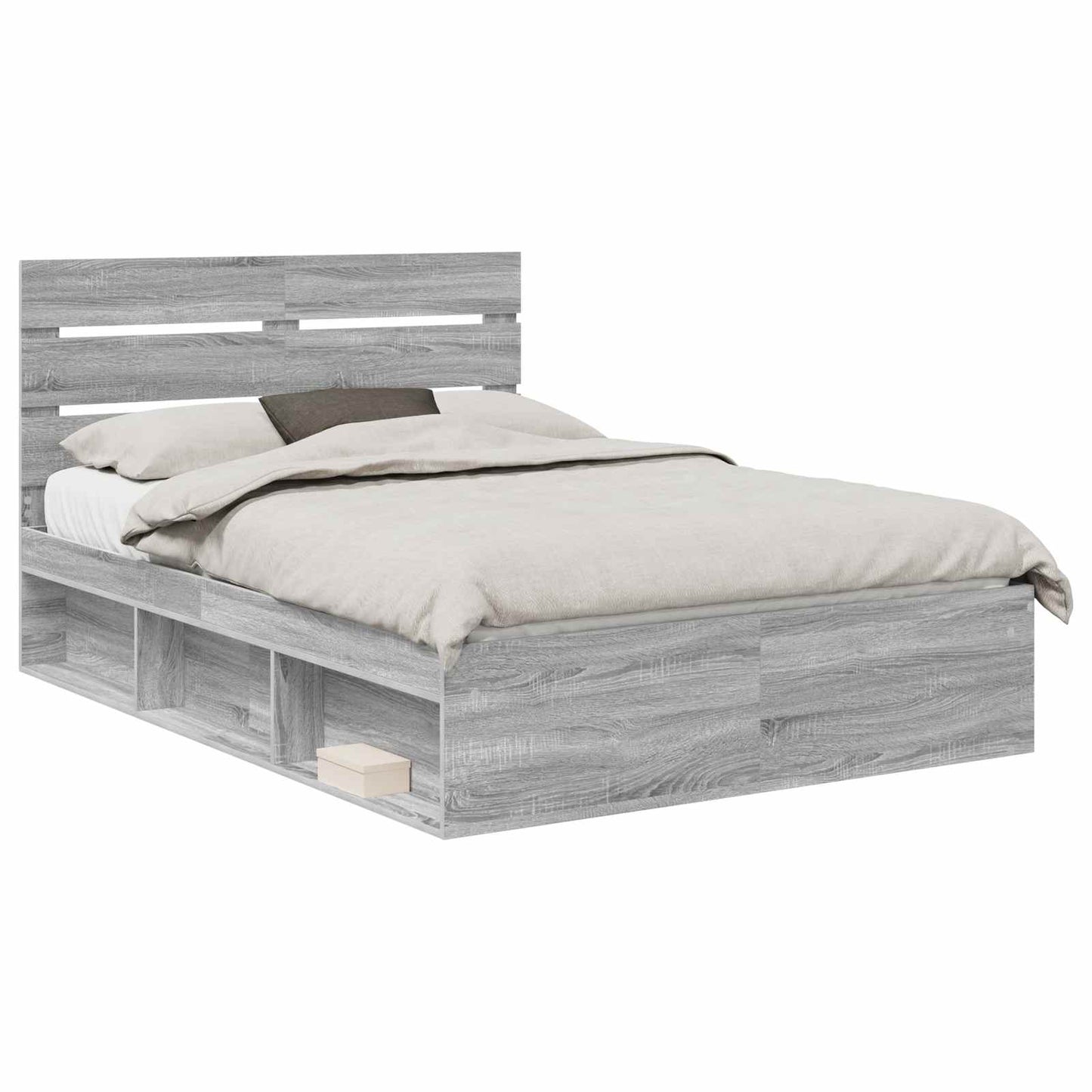 vidaXL Bed Frame Grey Sonoma 150 x 200 cm Solid Pine Wood
