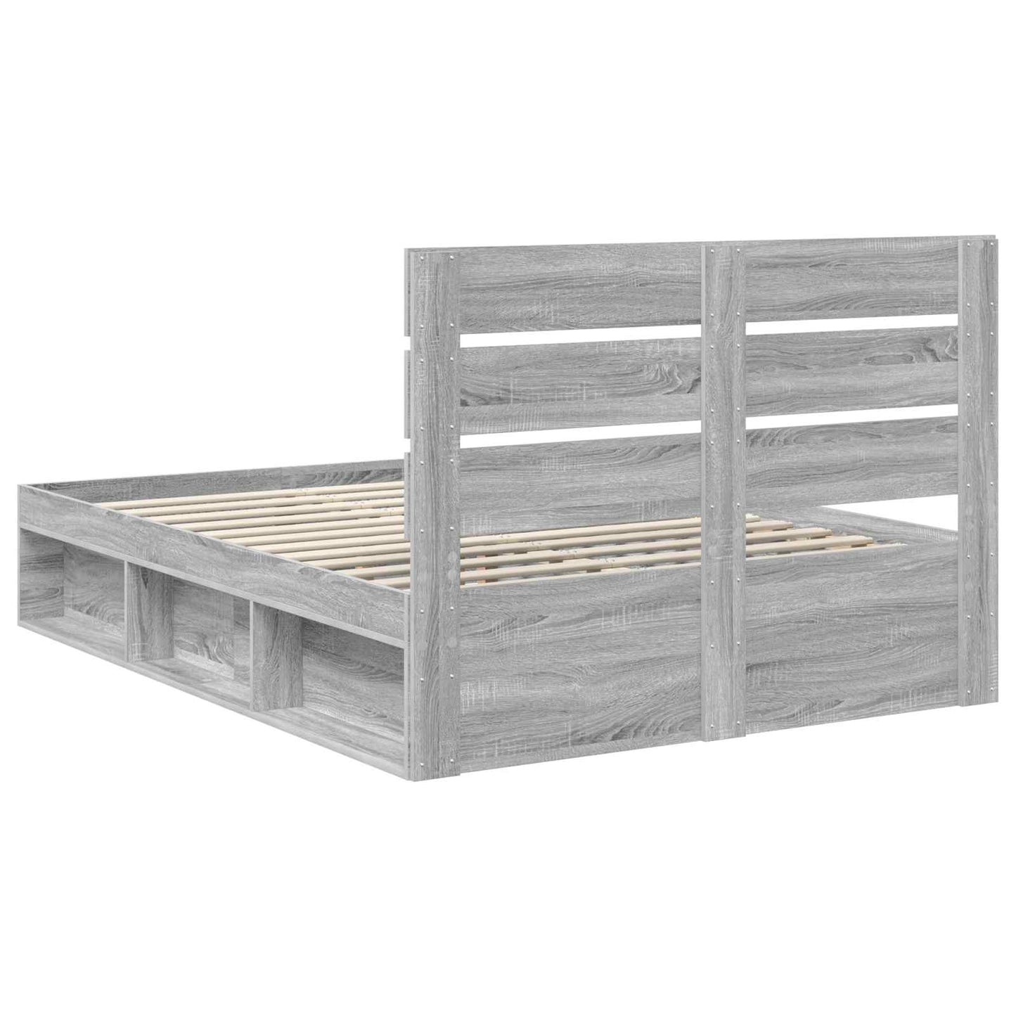 vidaXL Bed Frame Grey Sonoma 150 x 200 cm Solid Pine Wood