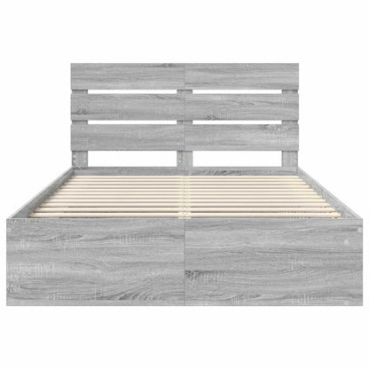vidaXL Bed Frame Grey Sonoma 150 x 200 cm Solid Pine Wood