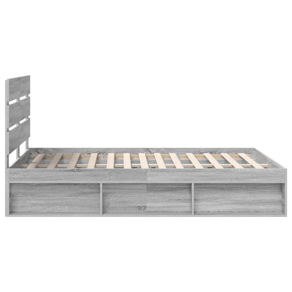 vidaXL Bed Frame Grey Sonoma 150 x 200 cm Solid Pine Wood