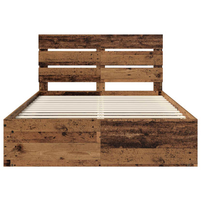 vidaXL Bed Frame with Headboard Old Wood 150 x 200 cm Solid Pine Wood