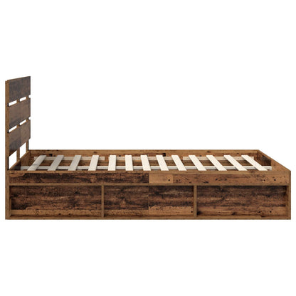 vidaXL Bed Frame with Headboard Old Wood 150 x 200 cm Solid Pine Wood