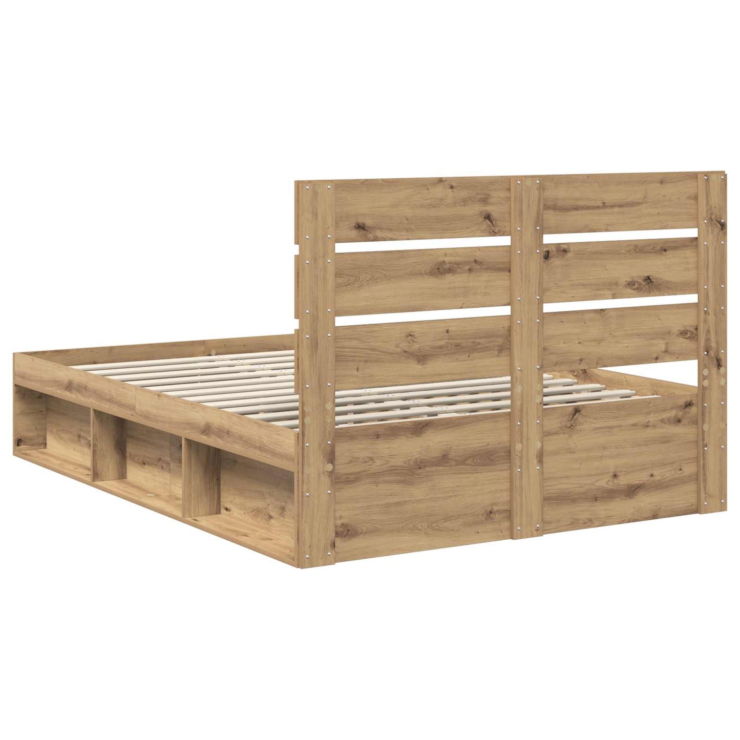 vidaXL Bed Frame Artisian Oak 150 x 200 cm Solid Pine Wood