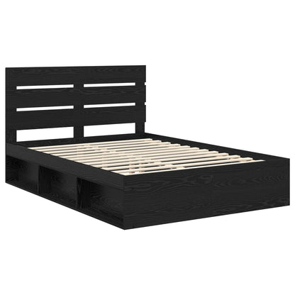 vidaXL Bed Frame with Headboard Black 140 x 200 cm Solid Pine Wood