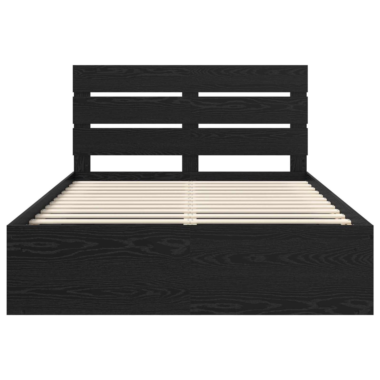 vidaXL Bed Frame with Headboard Black 140 x 200 cm Solid Pine Wood