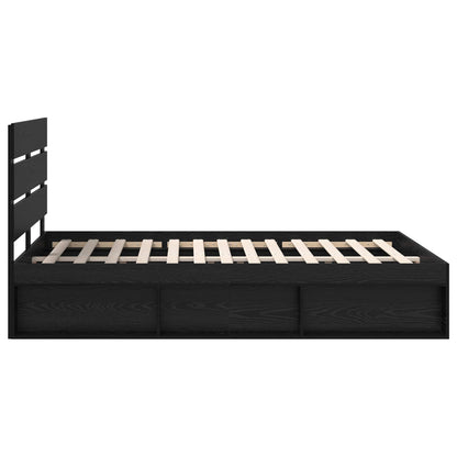 vidaXL Bed Frame with Headboard Black 140 x 200 cm Solid Pine Wood