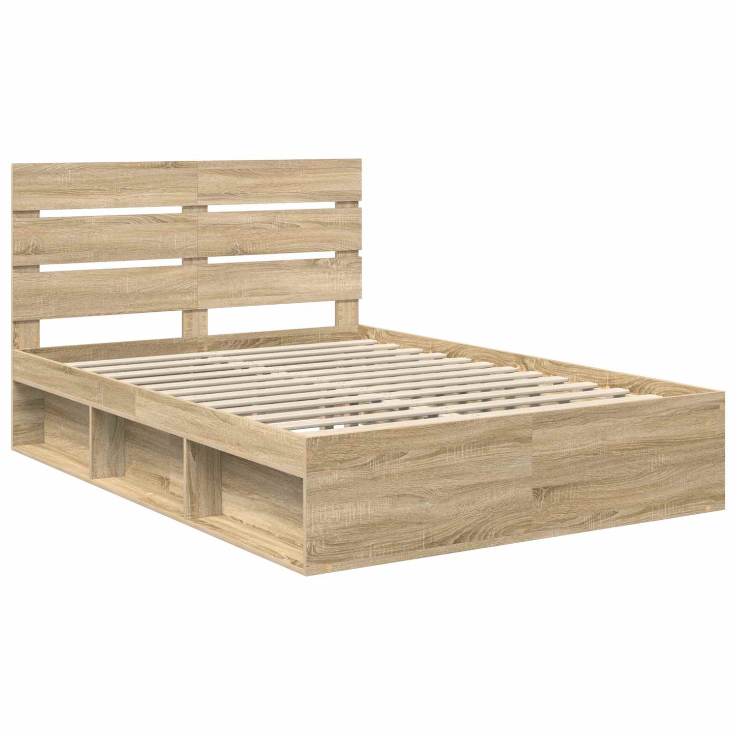 vidaXL Bed Frame with Headboard Sonoma 140 x 200 cm Solid Pine Wood