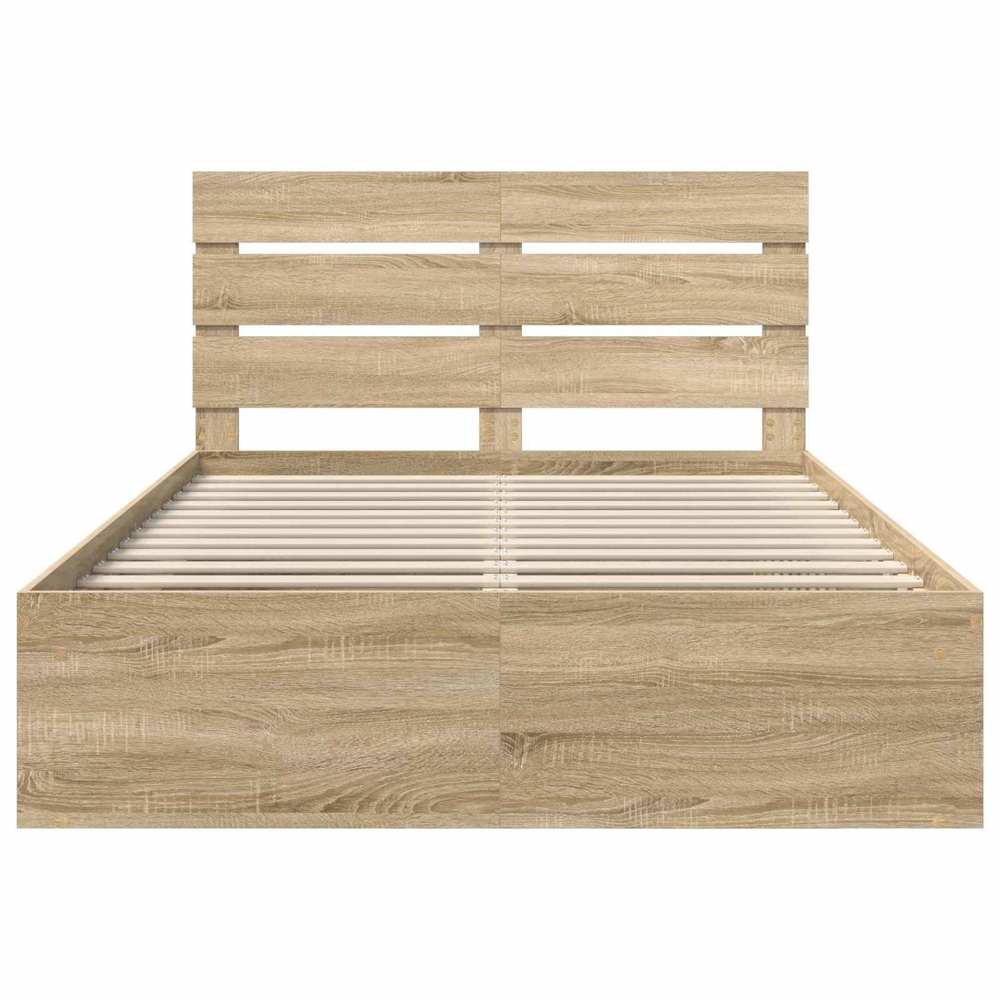 vidaXL Bed Frame with Headboard Sonoma 140 x 200 cm Solid Pine Wood