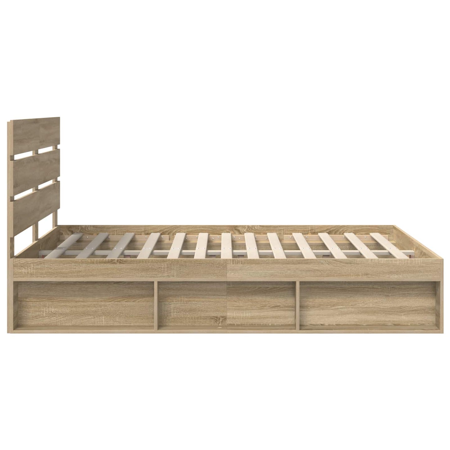 vidaXL Bed Frame with Headboard Sonoma 140 x 200 cm Solid Pine Wood