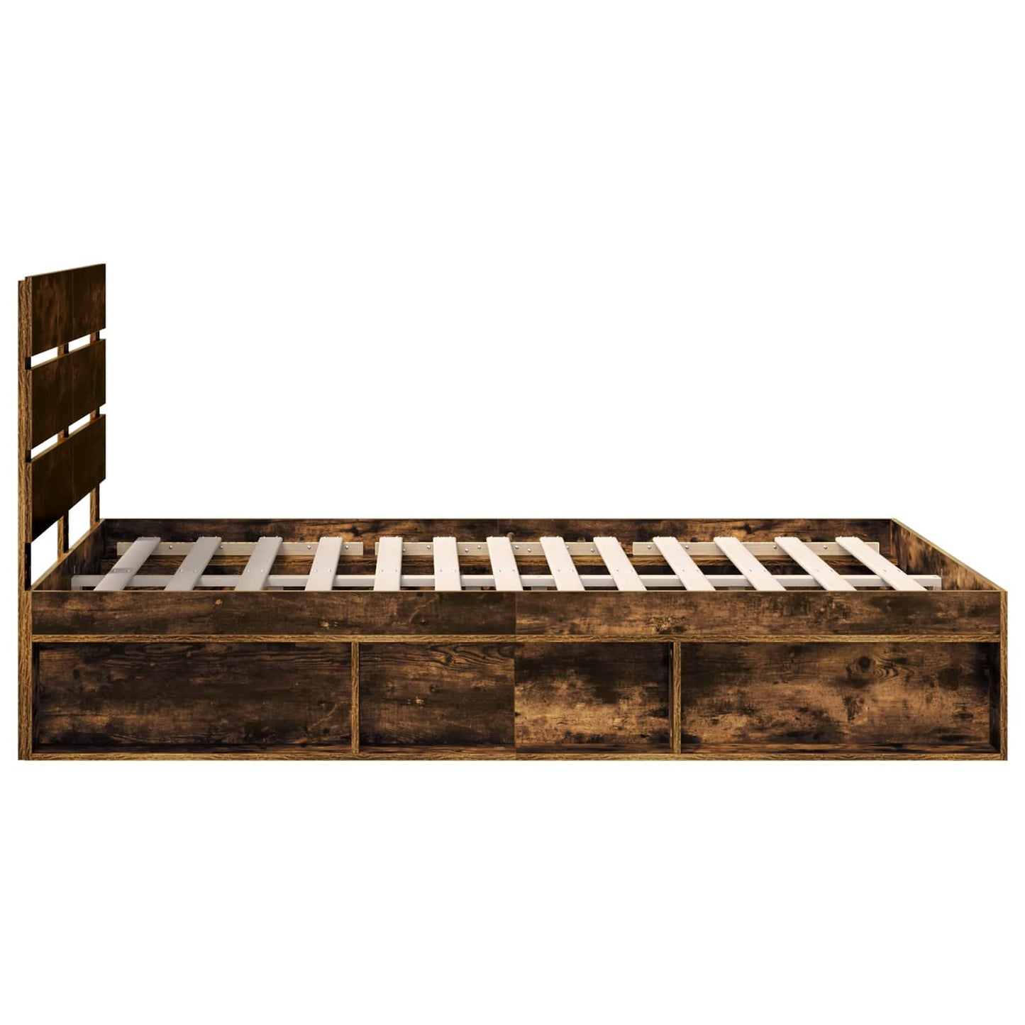 vidaXL Bed Frame Smoked Oak 140 x 200 cm Solid Pine Wood