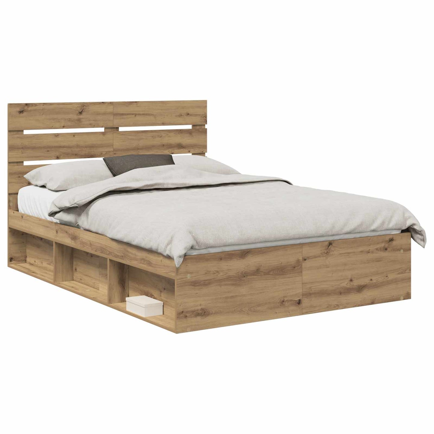 vidaXL Bed Frame Artisian Oak 140 x 200 cm Solid Pine Wood
