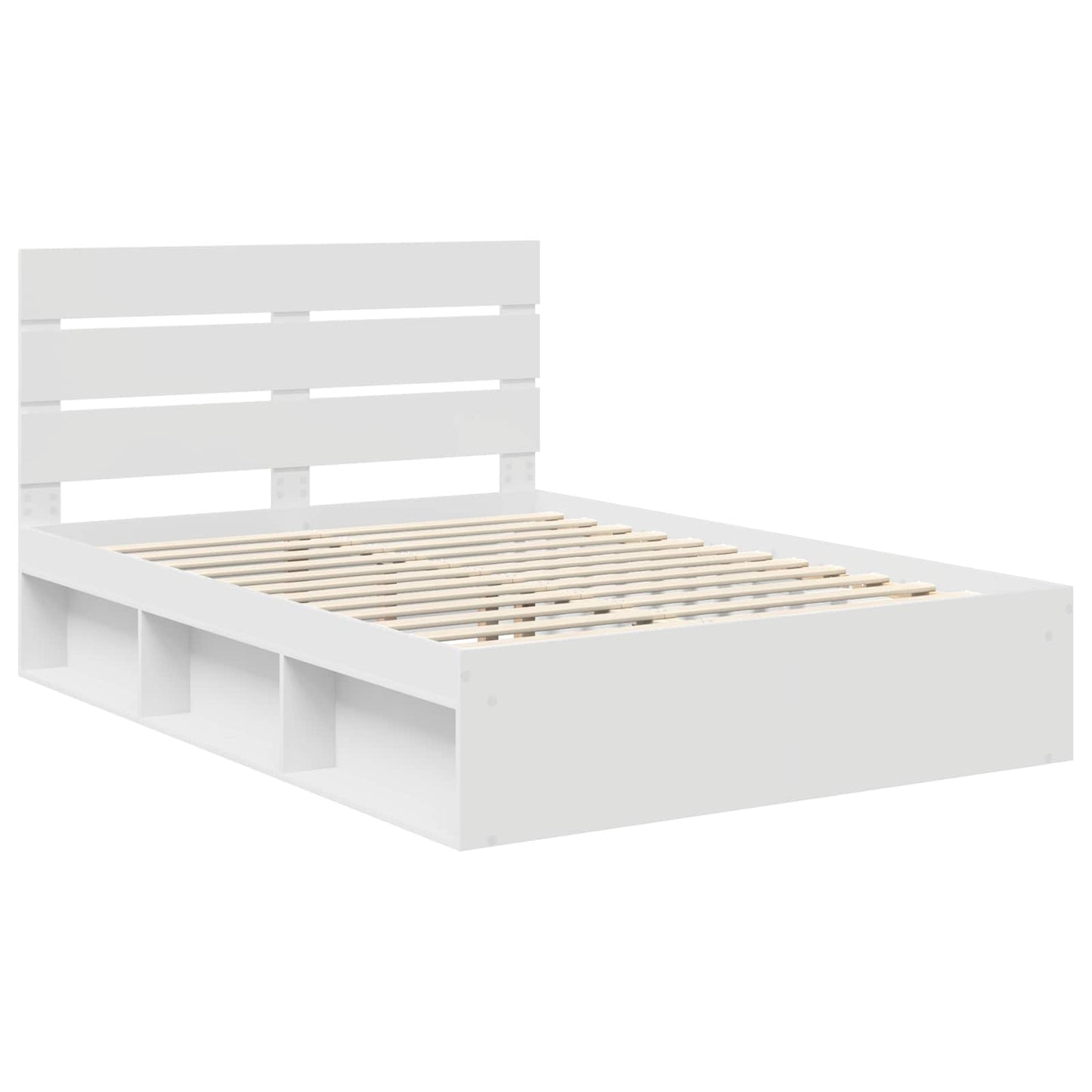 vidaXL Bed Frame with Headboard White 140 x 190 cm Solid Pine Wood