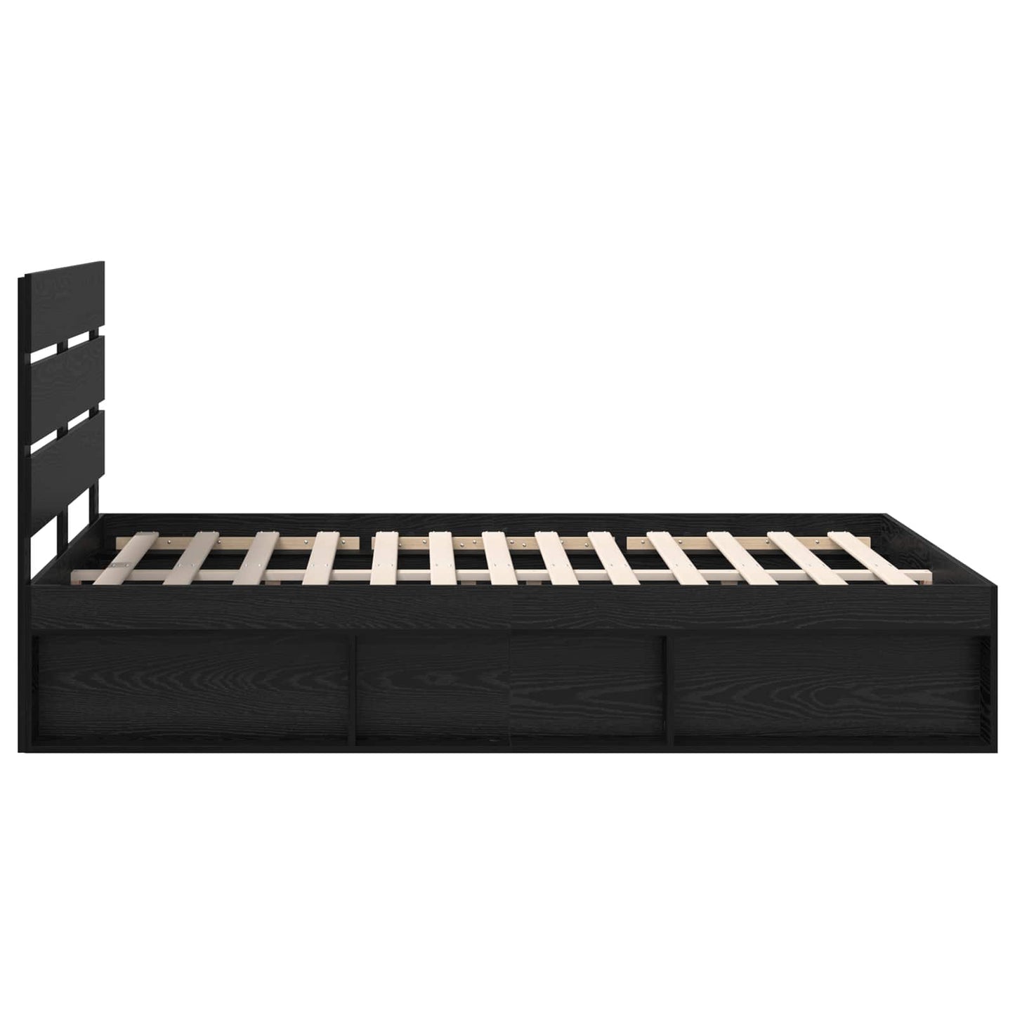 vidaXL Bed Frame with Headboard Black 140 x 190 cm Solid Pine Wood