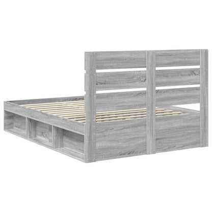 vidaXL Bed Frame Grey Sonoma 140 x 190 cm Solid Pine Wood