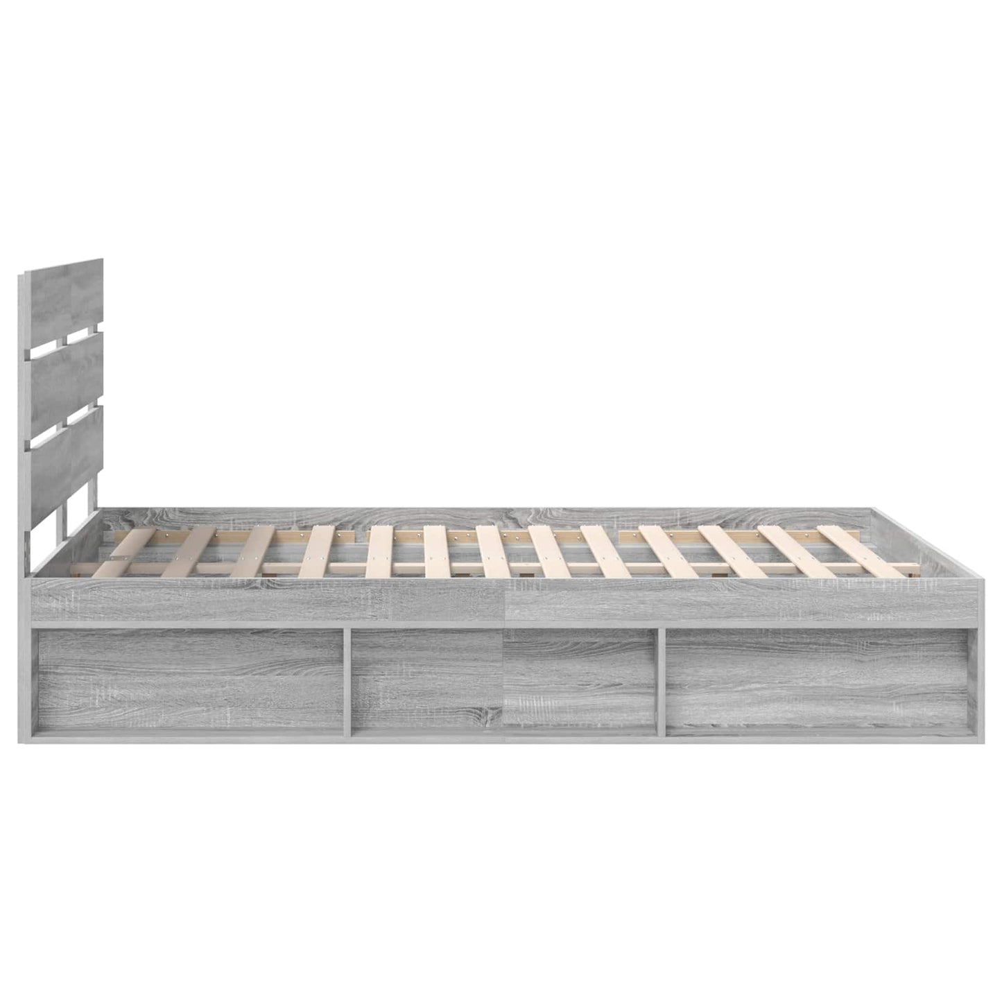 vidaXL Bed Frame Grey Sonoma 140 x 190 cm Solid Pine Wood