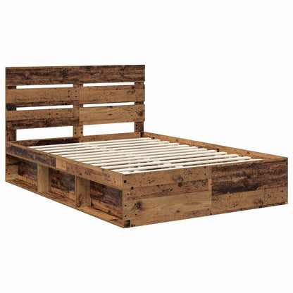 vidaXL Bed Frame with Headboard Old Wood 140 x 190 cm Solid Pine Wood