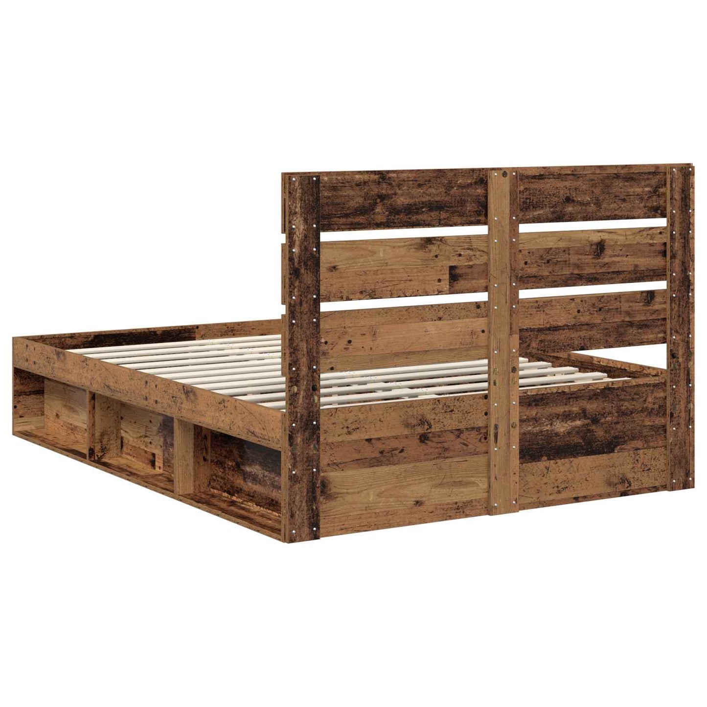 vidaXL Bed Frame with Headboard Old Wood 140 x 190 cm Solid Pine Wood