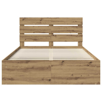 vidaXL Bed Frame Artisian Oak 140 x 190 cm Solid Pine Wood