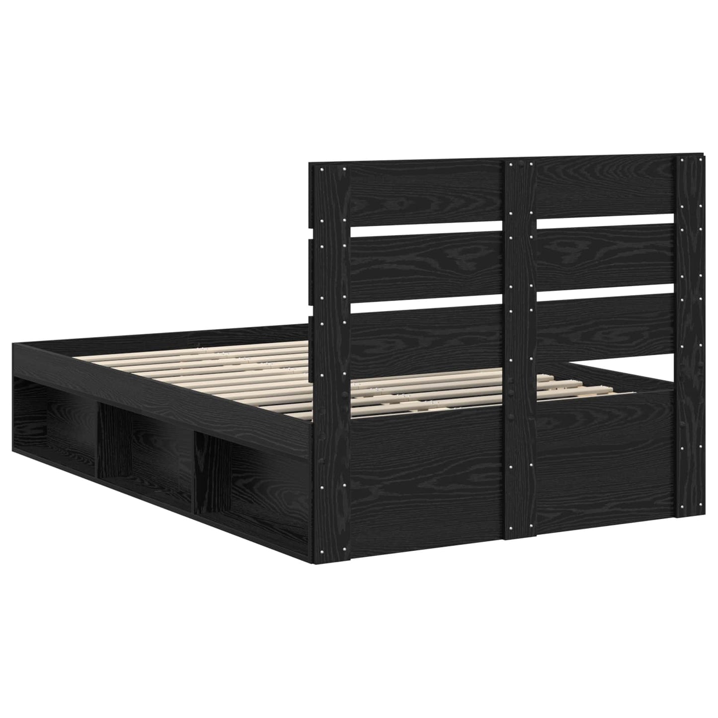 vidaXL Bed Frame with Headboard Black 135 x 190 cm Solid Pine Wood