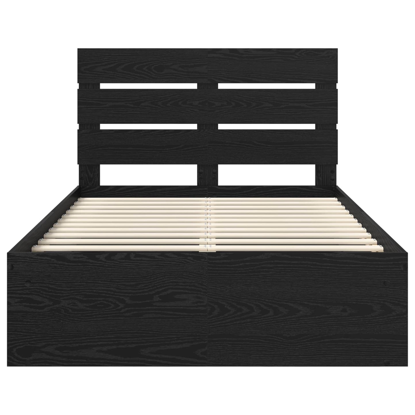 vidaXL Bed Frame with Headboard Black 135 x 190 cm Solid Pine Wood