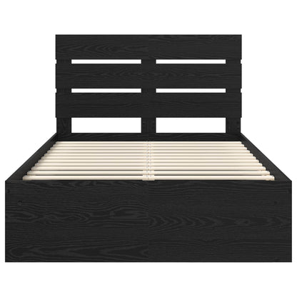 vidaXL Bed Frame with Headboard Black 135 x 190 cm Solid Pine Wood