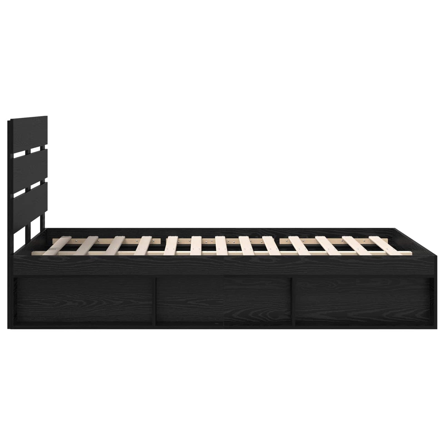 vidaXL Bed Frame with Headboard Black 135 x 190 cm Solid Pine Wood