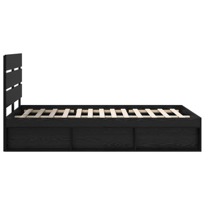 vidaXL Bed Frame with Headboard Black 135 x 190 cm Solid Pine Wood